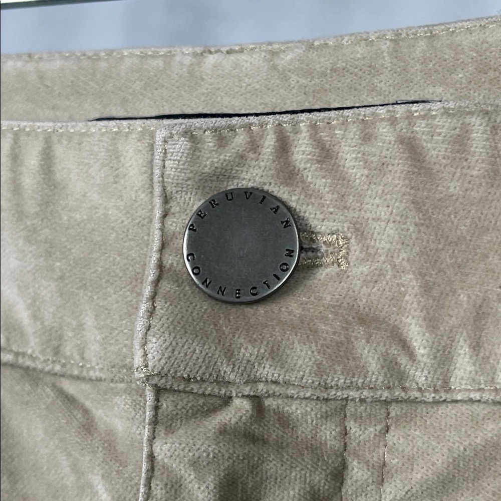 Peruvian Connection Zoe Velveteen Jeans in Parchment. - Picture 6 of 8